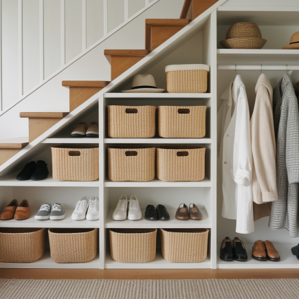 Optimiser l'espace sous l'escalier: solutions de rangement pour accessoires et vêtements