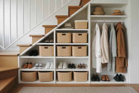 Optimiser l'espace sous l'escalier: solutions de rangement pour accessoires et vêtements